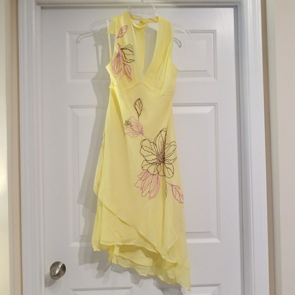 BCBG yellow silk dress